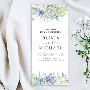 Elegant Succulent Greenery Wedding Program Flyer