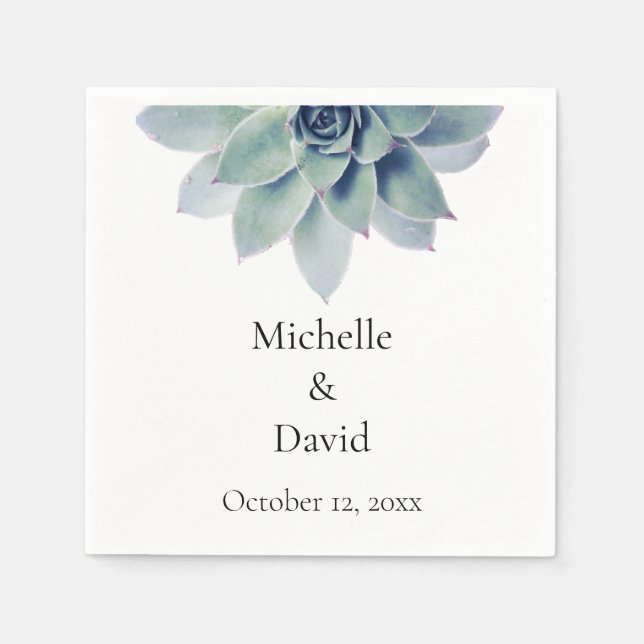 Elegant Succulent Greenery Wedding Reception Napkin (Front)