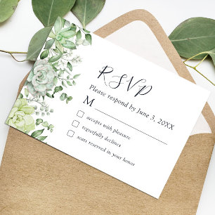Elegant Succulent Greenery Wedding RSVP Card