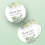 Elegant Succulent Greenery Wedding Thank You  Classic Round Sticker<br><div class="desc">Create your perfect Stickers with this Elegant Succulent Greenery Wedding Thank You Sticker template. You can easily personalise it to be uniquely yours! For further customisation,  please click the "Personalise this template" link.</div>