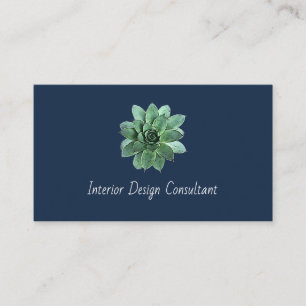 Elegant Succulent Modern Botanical QR code Business Card