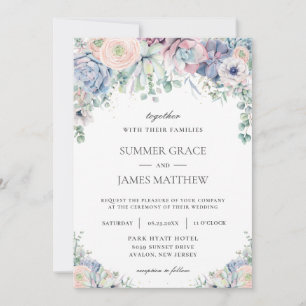Elegant Succulents Blush Floral Greenery Wedding Invitation