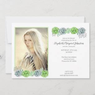 Elegant Succulents Celebration of Life Funeral Thank You Card