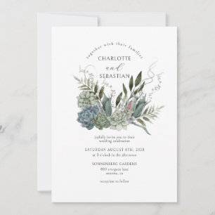 Elegant Succulents Painted Floral Wedding Invitation