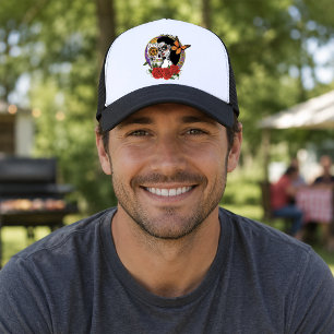 Elegant Sugar Skulls Monarch Red Roses Art Nouveau Trucker Hat