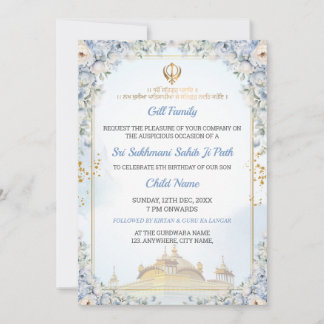 Elegant Sukhmani Sahib Ji Path Birthday Invitation