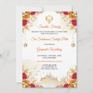 Elegant Sukhmani Sahib Path Wedding Invitation