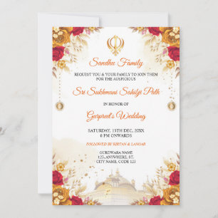 Elegant Sukhmani Sahib Path Wedding Invitation