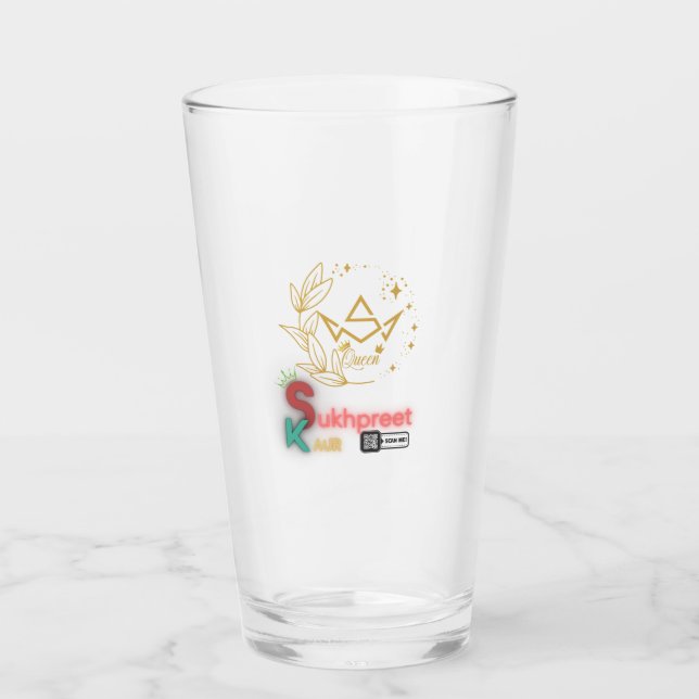 Elegant Sukhpreet Kaur Personalised Glass Cup (Front)