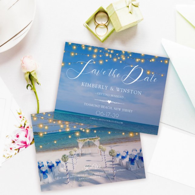 Elegant Summer Beach Wedding Save the Date Card (Creator Uploaded)