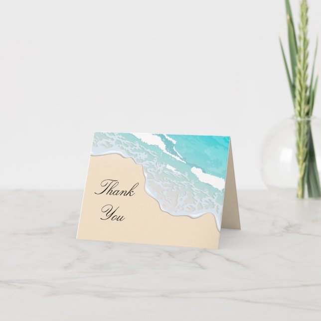 Elegant Summer Beachfront Tabletop  Thank You Card (Front)