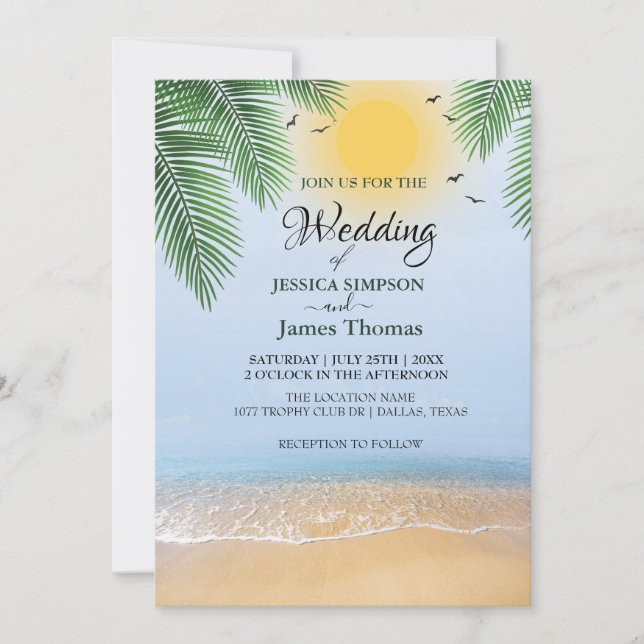Elegant Summer Blue Ocean Beach Invitation (Front)