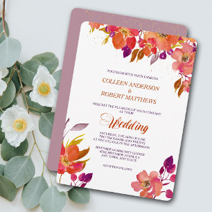 Elegant Summer Bouquet Modern Wedding Invitation