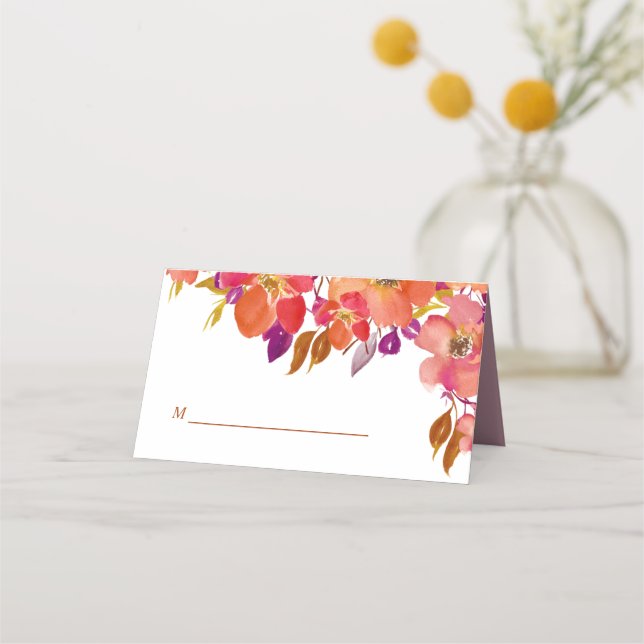 Elegant Summer Bouquet Modern Wedding Place Card (Front)