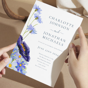 Elegant Summer Floral Blue Invitation