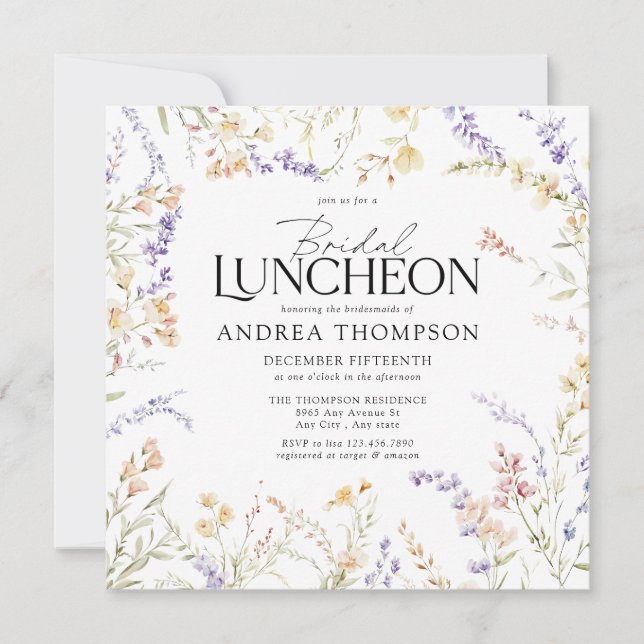 Elegant Summer Floral Flowers | Bridal Luncheon Invitation (Front)