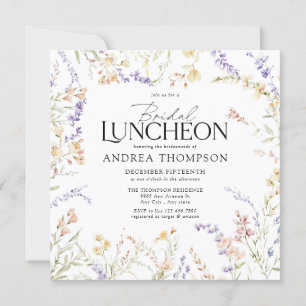 Elegant Summer Floral Flowers Bridal Luncheon Invitation