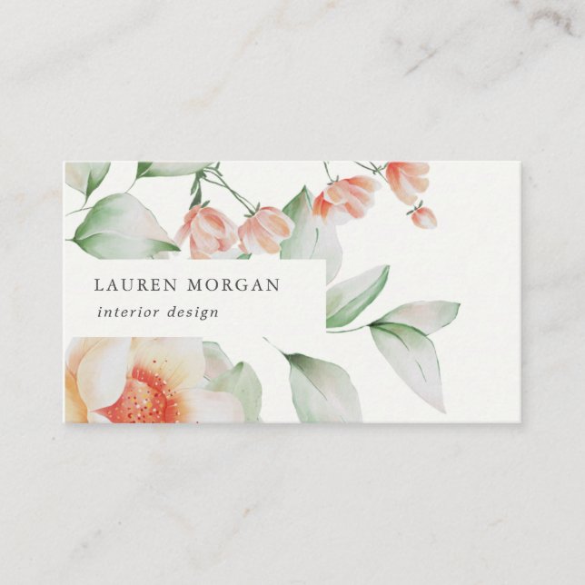 elegant summer floral watercolor business card (Front)
