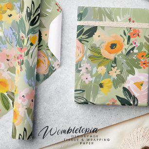 Elegant Summer Floral Watercolor Peach Decoupage Wrapping Paper