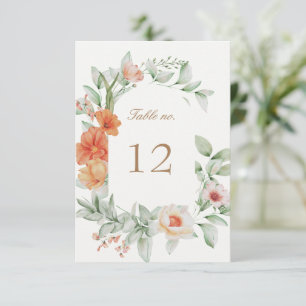 elegant summer floral wedding table number