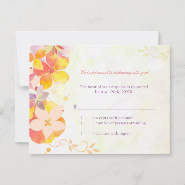 Elegant Summer Flowers Wedding RSVP Invitation (Front)