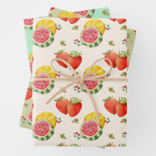 Elegant Summer Fruit Design Wrapping Paper Sheet