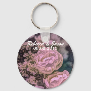 elegant summer garden dusty rose wedding key ring