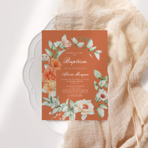 Elegant Summer Garden Floral Baptism Invitation