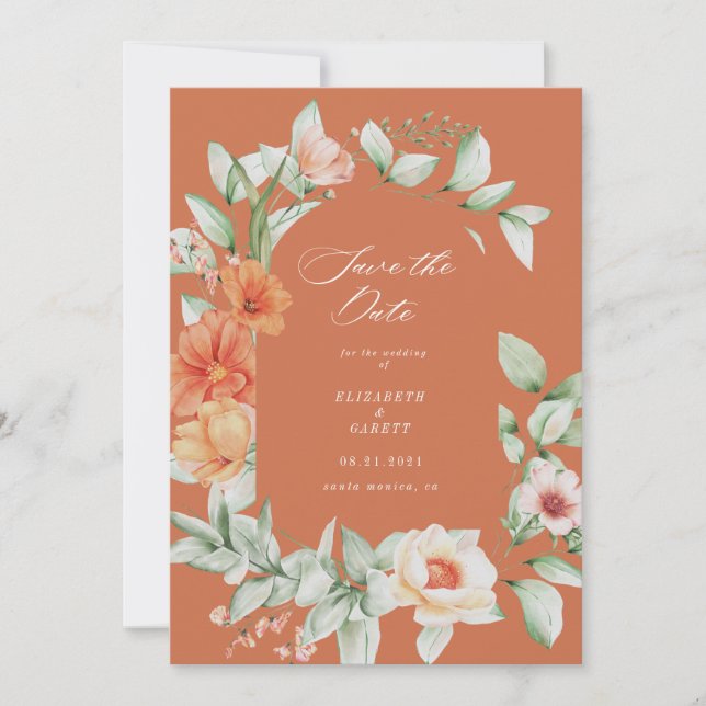 elegant summer garden floral save the date card (Front)