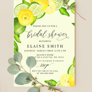 Elegant Summer Lemon Lime Citrus Bridal Shower  Invitation