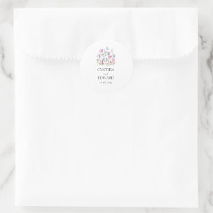Elegant Summer Meadow Wildflowers Wedding Classic Round Sticker