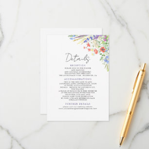 Elegant Summer Meadow Wildflowers Wedding Enclosure Card