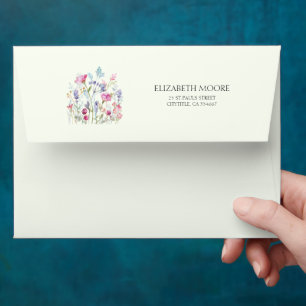 Elegant Summer Meadow Wildflowers Wedding Envelope