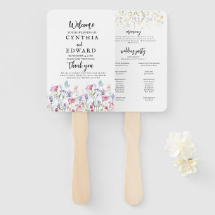 Elegant Summer Meadow Wildflowers Wedding Hand Fan