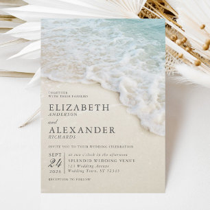 Elegant Summer Ocean Beach Wedding Invitation