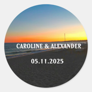 Elegant Summer Ocean Sunset Tropical Beach Hawaii Classic Round Sticker