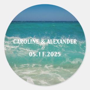 Elegant Summer Ocean Water Tropical Beach Hawaii C Classic Round Sticker