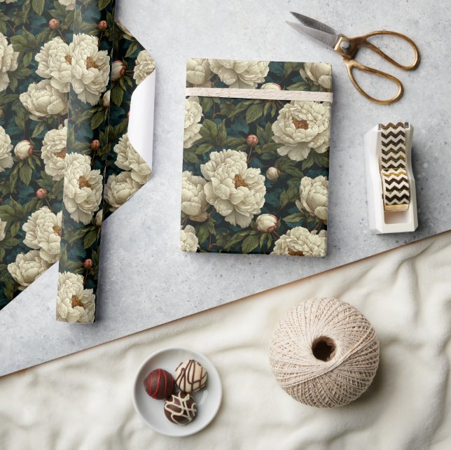 Elegant Summer Peonies Flower Wrapping Paper (Crafts)