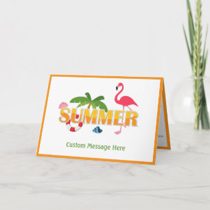 Elegant Summer Pink Flamingo Palm Tree Greeting Card