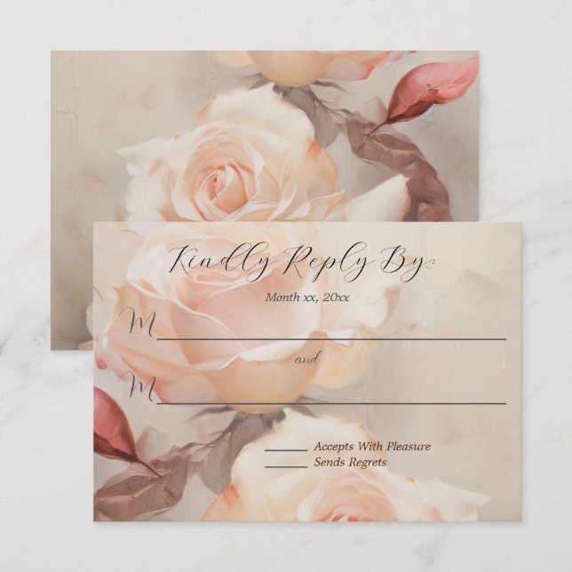 Elegant Summer Roses Wedding  RSVP Card (Front/Back)
