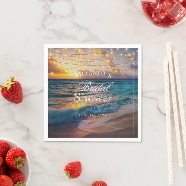 Elegant Summer Sunset Beach Bridal Shower Napkins (Insitu)