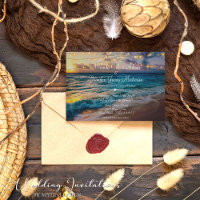 Elegant Summer Sunset Beach String Lights Wedding