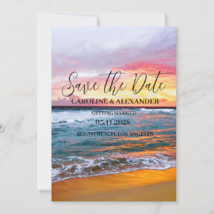 Elegant Summer Sunset Beach Tropical Wedding Save The Date