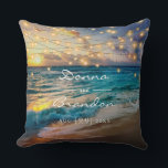 Elegant Summer Sunset Beach Wedding Memory Cushion<br><div class="desc">Our elegant sunset beach string lights summer wedding memory pillow keeps the memories of the warm summer evening of your wedding alive. Feel the light warm wind in your hair and the sand between your toes. Look around in your mind and discover your guests celebrating your wedding with you and...</div>