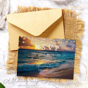 Elegant Summer Sunset Beach Wedding RSVP Card