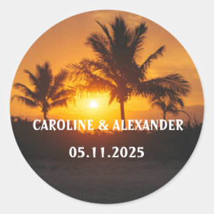 Elegant Summer Sunset Tropical Beach Hawaii Classi Classic Round Sticker