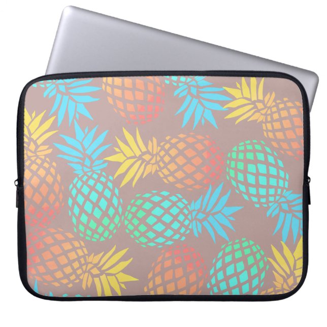 elegant summer tropical colourful pineapple laptop sleeve (Front)