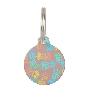 elegant summer tropical colourful pineapple pet tag