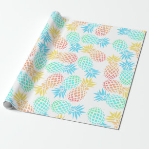 elegant summer tropical colourful pineapple wrapping paper