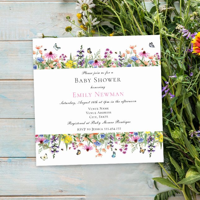 Elegant Summer Wildflower Baby Shower Invitation (Creator Uploaded)